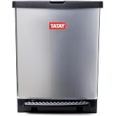 Tatay Waste Bin Metal Finish Durable Plastic BPA Free | Rubbish Bin | Capacity 25 L | Measures 33.5 x 31 x 42 cm | Pedal Open