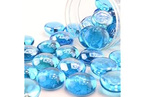 hibuy Deko Glas Nuggets Ø 2 cm - Farbe Sky/Dekosteine, Glassteine, Muggelsteine - 400 g