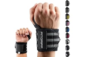 FITGRIFF® Bandaże na nadgarstek, 45 cm, do fitnessu, podparcia nadgarstka, kulturystyki, sportów siłowych i crossfitu