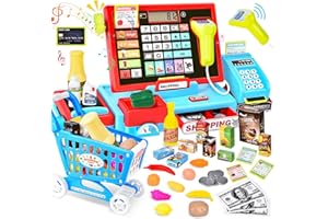 Joellfuner Caja Registradora Juguetes para Niños, Máquina Registradora con Electrónica Escáner Calculadora, Medidas 31*15*12cm, Caja Supermercado Juguete, Educativos Regalo para NiñAs Niños 3 4 5 Años