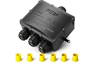 PEBA Boîte dérivation étanche extérieur IP68, Connecteur étanche etanche à 4 Voies pour câble de 4-14 mm de diamètre, Boîte dérivation étanche extérieur pour jardin et câble souterrain, Noir