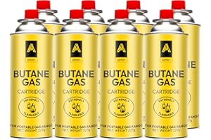 Aspect Camping Gas, Canisters for Camping Stove, Butane Gas Perfect Suitable for Portable Stove, BBQ, Gas Heaters, Blow Torches Safe and Secure Bottle (Pack of 8)