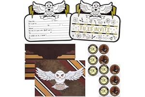 CRUNIER Carte Invitation Anniversaire Enfant,12 Francais Carte Invitation+12 Enveloppes+12 Autocollants,Invitation pour Anniversaire Garcon/Fille,Invitation Anniversaire,Bal Soirée Fête (Couleur H)