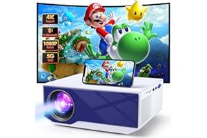 ZDK Proiettore, WiFi Bluetooth Proiettore,20000 Lux 1080P HD Proiettore portatile,Supporto 4K,Proiettore Home Theater per TV Stick/HDMI/USB/AV/Laptop/Telefono