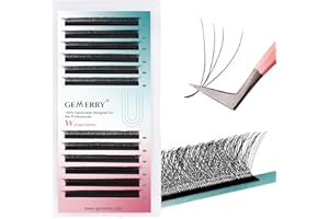 W Pestañas 4D Gemerry Extensiones de Pestañas Individuales 0.07mm D Curl 9mm Noir Pestañas Rusas de volumen Pestañas Individuales Profesionales Bandeja de Pestañas (W-4D-d curl-9mm)