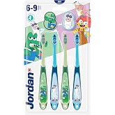 Jordan | Step 3 | Kids Toothbrush for Ages 6-9 | Kids Toothbrush with Soft Bristles, Dual Ergonomic Handle and BPA Free | Blu