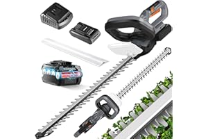 MASKO® Akumulatorowe profesjonalne nożyce do żywopłotów i krzewów, długość cięcia 57 cm, z akumulatorem 21 V, 2,0 Ah i ładowarką, bezprzewodowe elektryczne nożyce do żywopłotu 27 mm, odstęp między