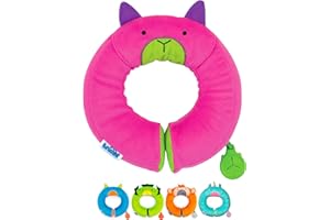 Trunki Kid's Travel Neck Pillow And Chin Rest | Support Sleepy Heads in the Car Seat, Plane, Bike or Pram | Yondi SMALL Betsy (Pink)