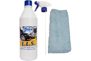 MIDOR LAVA LUCIDA A SECCO - LLS 1000ml + PANNO MICROFIBRA + SPRUZZINO, prodotto multiuso, formulato per il lavaggio manuale a secco, cristalli, specchi, parti cromate, laminato, alluminio, anche per auto