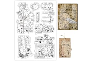 GLOBLELAND Tampons Transparents en Forme de Plante Vintage pour la Fabrication de Cartes Planification du Temps Horloge Tampons Transparents en Silicone pour Scrapbooking