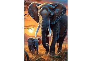 MAXBYE DIY Eléphants Peinture Diamant Adulte, Animaux 5D Diamond Painting Enfant Diamant Kits de Broderie au Point de Croix Diamant Strass Point de Croix Painting pour Murale Décoration 30x40cm