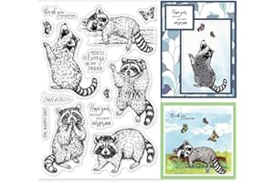 GLOBLELAND Tampons Transparents Réaliste Ratons Laveurs Animaux Papillon Tampons Transparent en Silicone pour la Fabrication de Cartes DIY Scrapbooking Photo Journal Album Décoration