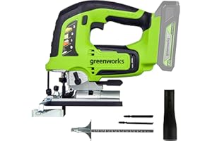 Greenworks GD24JS Wyrzynarka Akumulatorowa, 3000 obr./min, Regulowana Podstawa do 45°, Przystawka Próżniowa BEZ Baterii i Ładowarki 24V