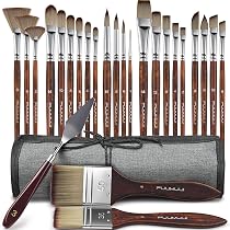 KIKIGOAL Set Di 3 Pennelli A Pugnale (Dagger) Per Pittura – Angolati, Setole Sintetiche Nylon, Manico Legno Betulla, Per Acrilico, Olio, Acquerello
