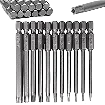 12 stuks Torx met gatset, 100 mm Torx bitset lang met handvat, T6-T40 12 stuks Torx met gatset, 100 mm Torx bitset lang met handvat, T6-T40
