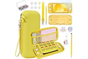 innoAura Étui Switch Lite Accessoires pour NS Switch Lite 17 en 1 avec Etui de Transport Switch Lite, Etui de Jeu Switch, Protection d'Ecran Switch Lite, Support Switch (Jaune)