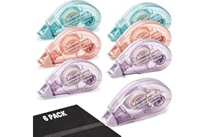 Vinuwu 6Pcs Celo Doble Cara, Pegamento en Cinta Roller, Cinta Adhesiva Doble Cara Transparente Dispensador, Accesorios de Libro de Recortes para Tarjetas de álbum de proceso Journal - 6mmx6m