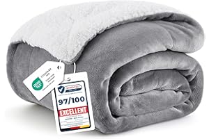 Bedsure Sherpa Blanket Szare wysokiej jakości koce, przytulne koce, bardzo gruby ciepły koc na sofę / koc kanapowy w dwustronnym, super puszysty koc polarowy 150x200 cm jako narzuta na sofę lub koc do salonu