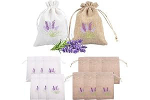 duisoad 12 Piezas Bolsitas de Lavanda Perfumadas Bolsas de Lavanda Saquitos Vacios de Lavanda para Fragancia de Lavanda, Armarios, Ropa, Cajones, Blanco y Lino