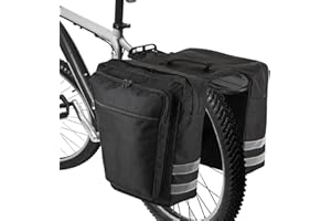 zeroto Alforjas para Bicicleta, 28L Bolsa para portabicicletas Impermeable - Bolsa Duradera para sillín con Borde Reflectante, Correa de Transporte(Negro)