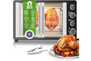 TURBOTRONIC BY Z-LINE TurboTronic - Mini forno con ventilazione, 45 l, nero, 2000 W, girarrosto, timer, mini forno, pizza, teglia da forno, illuminazione interna