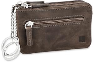 LEDEROW - XXL Schlüsseletui Leder Damen und Herren [3 separate Fächer] Reißverschluss - Schlüsseltasche groß echtleder für Schlüssel Autoschlüssel - viele Farben