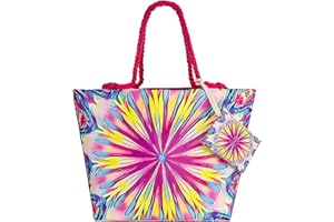 Victse Borsa da Spiaggia Donna, Grande Borsa Mare per Donna Borsa da Viaggio, Borsa in Tela con Cerniera per Spiaggia, Viaggio, Piscina, Shopping