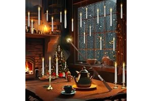 KIKILIVE Candele LED Senza Fiamma con Telecomando a Bacchetta Magica Floating Candles da Appendere magiche,Luce Calda Lampeggiante Candela LED, Candela Conica Elettrica per Natale, Halloween