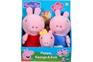 Peppa Pig Pack de 3 Plsuhies – Peppa with Little Brother George and Baby Sister Evie – Juguetes preescolares de animales rellenos