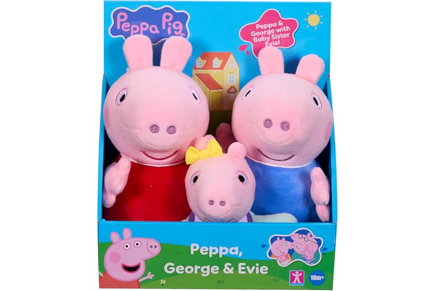 Peppa Pig Peppa, George and Evie 3-Pack, Preschool Plush Soft Toys