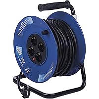 EMOS P09225M Kabeltrommel mit verstärktem Kabel, m mit 4 Steckdosen, 2,5 mm Schuko, Indoor Trommel, Schutzklasse IP20…