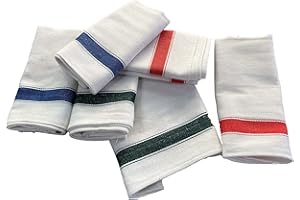 HOME ZEN HOUSEHOLD LINEN set 6 pezzi 50x70cm strofinacci canavacci torcioni asciugapiatti asciuga mani da cucina in tessuto di poliestere cotone con trama doppio ritorto rinfranto spigato con righe colorate riga bello
