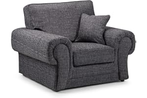 Honeypot Sofa - Wilcot Armchair for Living Room - Soft Grey Fabric Upholstered 1 Seater Single Sofa | Setup Included | Made in EU | Built to Last (Armchair)