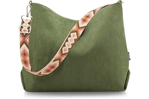 Prite Shopper Tasche Damen Groß Cord Tasche Tote Bag mit Verstellbarem Schultergurt für College Schule Arbeit Reisen Einkaufen