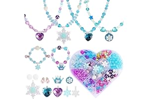 Tacobear Beads for Bracelets Frozen Beads Set for Threading Children Girls Jewellery Crafts with Snowflake Crown Heart Charms Bracelet Chains Make Yourself Princess Children's Birthday Gifts