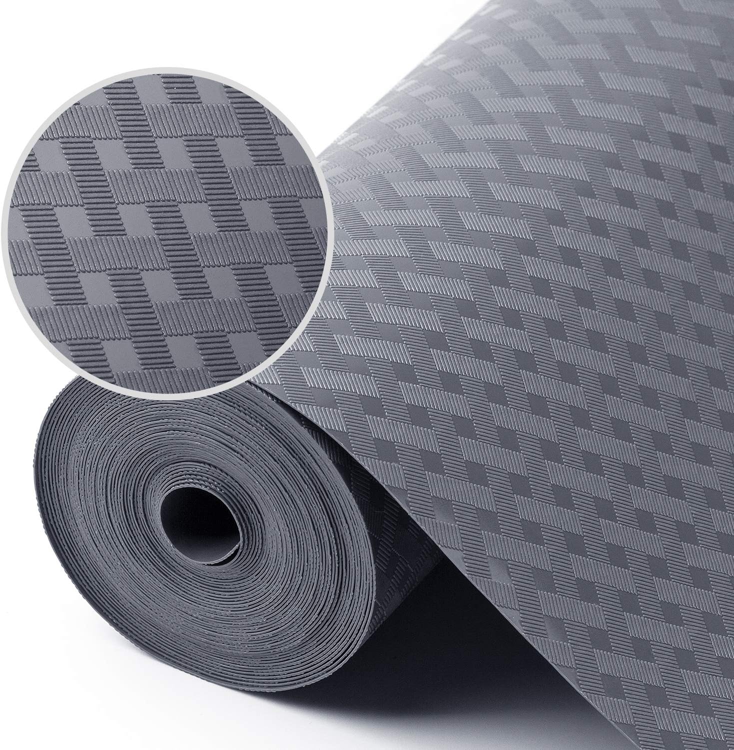 Shelf Liners for Kitchen Cabinets Refrigerator Liners Waterproof & Oil-Proof Kitchen Cupboard Liner Plastic Drawer Mats EVA Material Non Adhesive Fridge Liner for Shelves - Gray 11.8 x 59 Inches