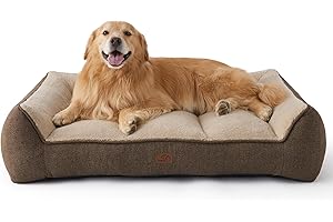 Bedsure Orthopedic Dog Beds Large - 122x89cm Extra Thick Supportive Dogs Couch with Waterproof Washable Cover, XL Plus Extra Large Pet Bed Sofa with Soft Plush Sherpa and Nonskid Bottom, Brown