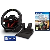 Volant et pédales PS4 [Nouveau modèle] Sans fil Wireless officiel Sony PS4 sous licence + Farming Simulator 19