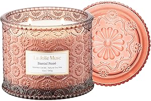 LA JOLÍE MUSE LA Jolie Muse Santal Rosé Candle, Candles for Home Scented, Large 2-Wick Soy Candle, Scented Candle Gifts, Clean Burning Candles, 12 Oz