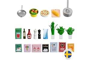 LUNDBY Dollhouse Accessories – Mini Doll house Furniture – Plastic Dollhouse Playsets – Kitchen Accessories - Ages 4+, Scale 1:18