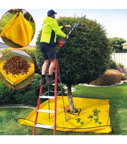 Niuny Bâche D’Élagage 200x200 Cm Avec Trou 30 Cm – Tapis De Taille Imperméable Avec Boucles, Collecte Facile Des Feuilles Et Débris De Jardin