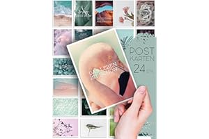 ‎SPIELEFABRIK 24er Set Postkarten mit Sprüchen, Motiven, Zitaten, Lebensweisheiten, Karten mit Spruch für Motivation, Achtsamkeit, Affirmation, Mutmacher, Geschenk, Deko, Dankeschön, Coaching, Postkartenset DIN A6