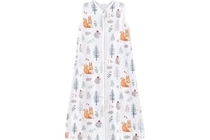 Chilsuessy Baby Sleeping Bag 2.5 tog Toddler Sleeping Bag 100% Cotton Nursery Bedding Kids Wearable Blanket Sleeping Sack for Infant Boys Girls, Squirrel Adventure, 110cm/3-4 Years