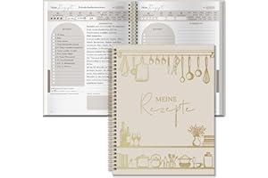 ‎BIROYAL Rezeptbuch zum Selberschreiben A4 mit 10 Achtsamkeitsübung, Spiralbindung Kochbuch Selbst Schreiben, Recipe Book für 88 Lieblingsrezepte, Kochbuch zum Selberschreiben, Rezepte Buch zum Ausfüllen