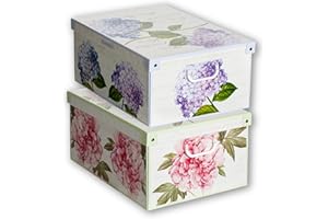 Lavatelli Collection Peony hydrangeas, decorative storage box, cardboard storage boxes with lids, storage boxes with lids and handles, clothes storage, toy storage, box storage, 2 boxes