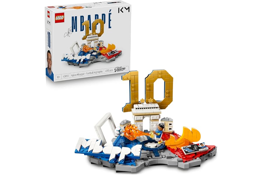 LEGO Editions Kylian Mbappé – Best of - Jeu Football - Maquette 3D avec Minifigurine Collector - Décoration de Chambre d'enfa