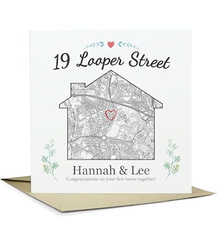 White Cotton Cards Handmade New Home Card, Daughter and Son-in-Law - Code Ss252-Ds,white|black|green|grey,16 x 16 cm