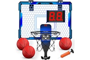 HYES Panier de Basket pour Enfants avec Télécommande, Intérieur Panier Basketball avec 7 éclairages, 3 Modes, 3 Ballons, Pompe, Scorer, Mini Hoop Jouet de Basketball pour Cadeaux Garçons Filles