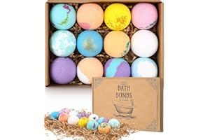 SOBEAU 12 Bomby do kąpieli Naturalne i organiczne bomby do kąpieli z bąbelkami Zestaw podarunkowy, Kąpiel z bąbelkami Spa Relaksujący prezent Spa Boże Narodzenie, Boże Narodzenie Walentynki Prezent