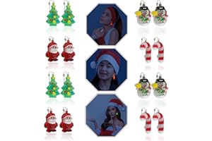 HOVUK Blinkende Leucht-Ohrringe, Weihnachten, leuchtet im Dunkeln, LED-Weihnachtsmotiv